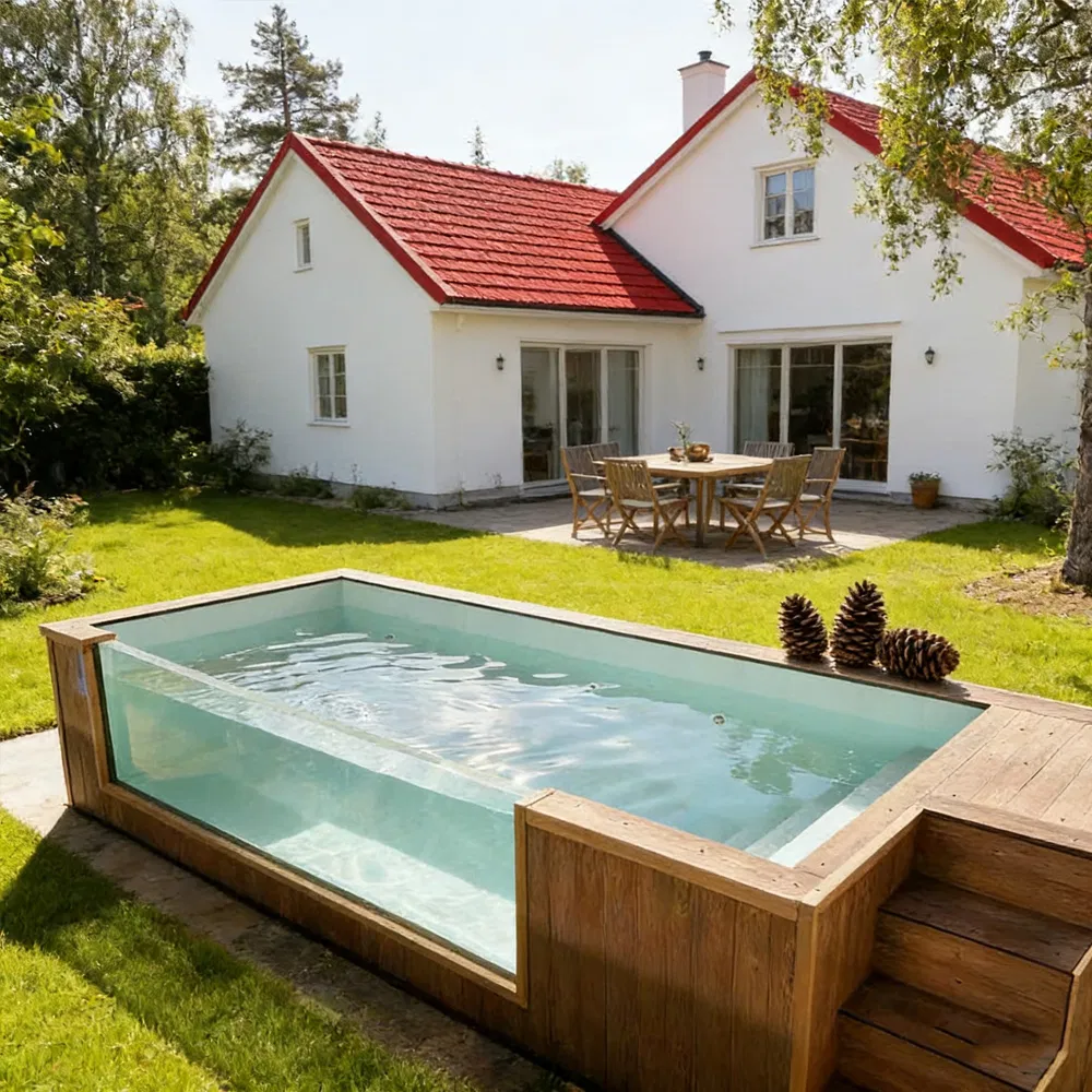 Luxury Fiberglass Container Above Ground Large SPA Pool with Heating System for Residential Balcony Family Easy Install Pool