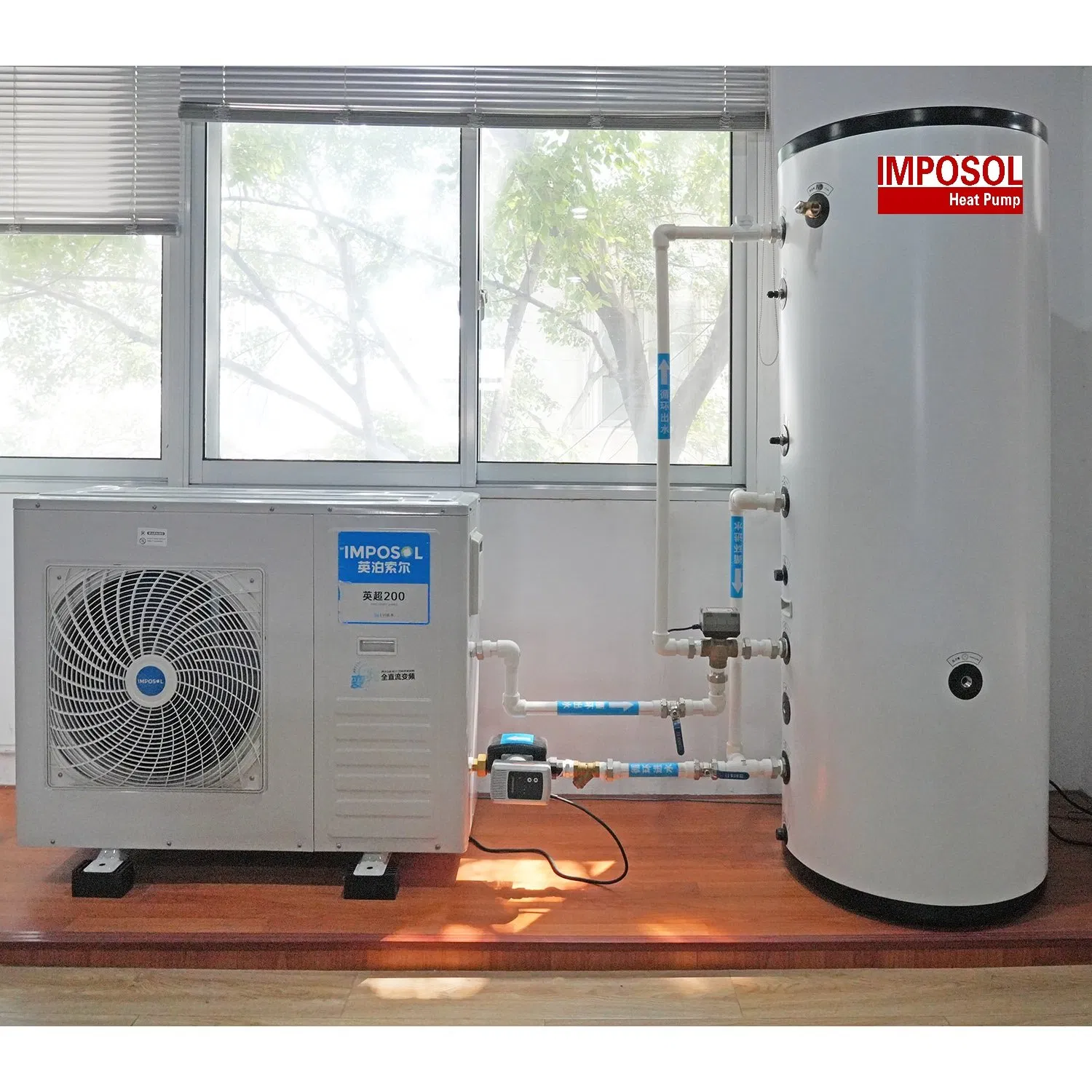 Imposol Efficent Eer a+++ 10kw Smart WiFi Controller CE RoHS R290/R32 Domestic Floor/Radiator/Fcu Heating and Cooling Hot Water Heat Pump Water Heater