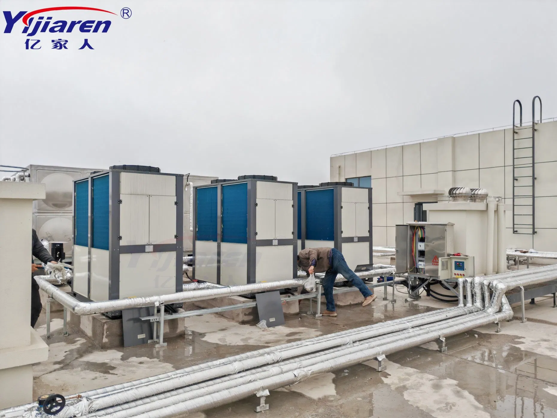 Thermodynamic Energy Saving Solar Collector Hybrid Commercial Air Source Air to Water Heat Pump Heater Solution