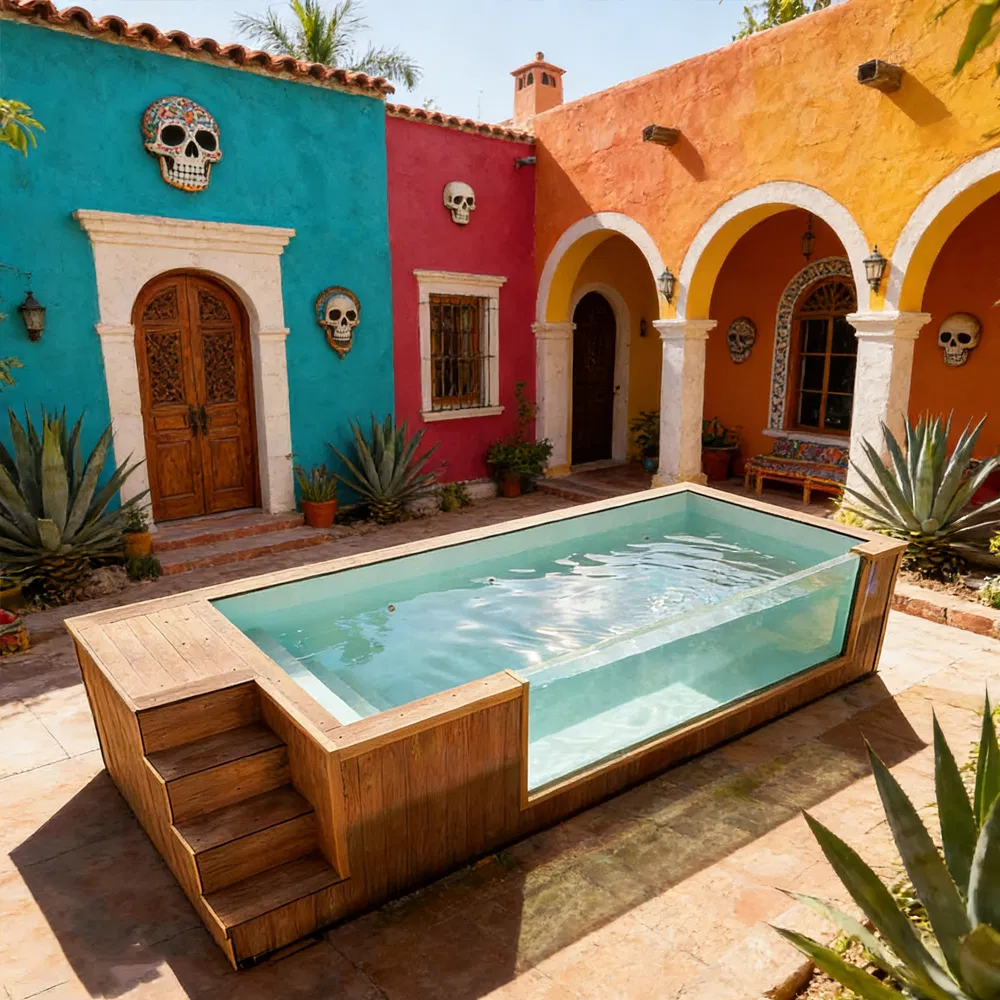 Luxury Fiberglass Container Above Ground Large SPA Pool with Heating System for Residential Balcony Family Easy Install Pool