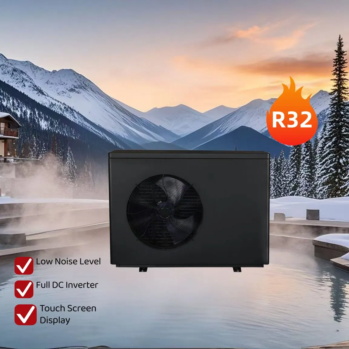 High Efficiency Air Source R32 Eco-Friendly Refrigerant Air to Water Heat Pump DC Inverter Technology for Low Temperature Operation