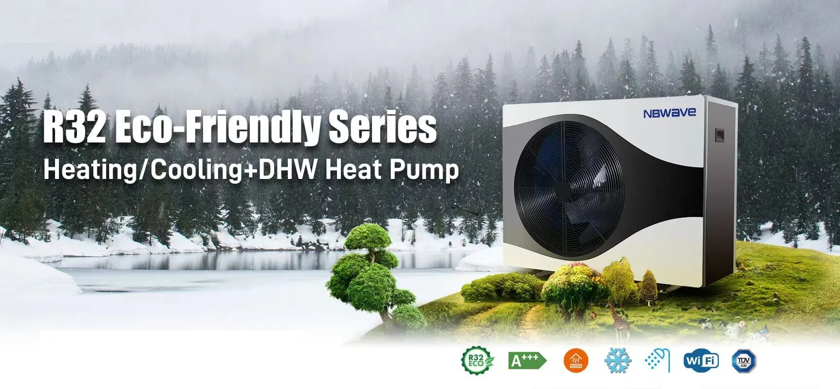 Nbwave R32/290 Inverter Air to Water Heat Pumps Water Heater Monoblock Air Source Heat Pump