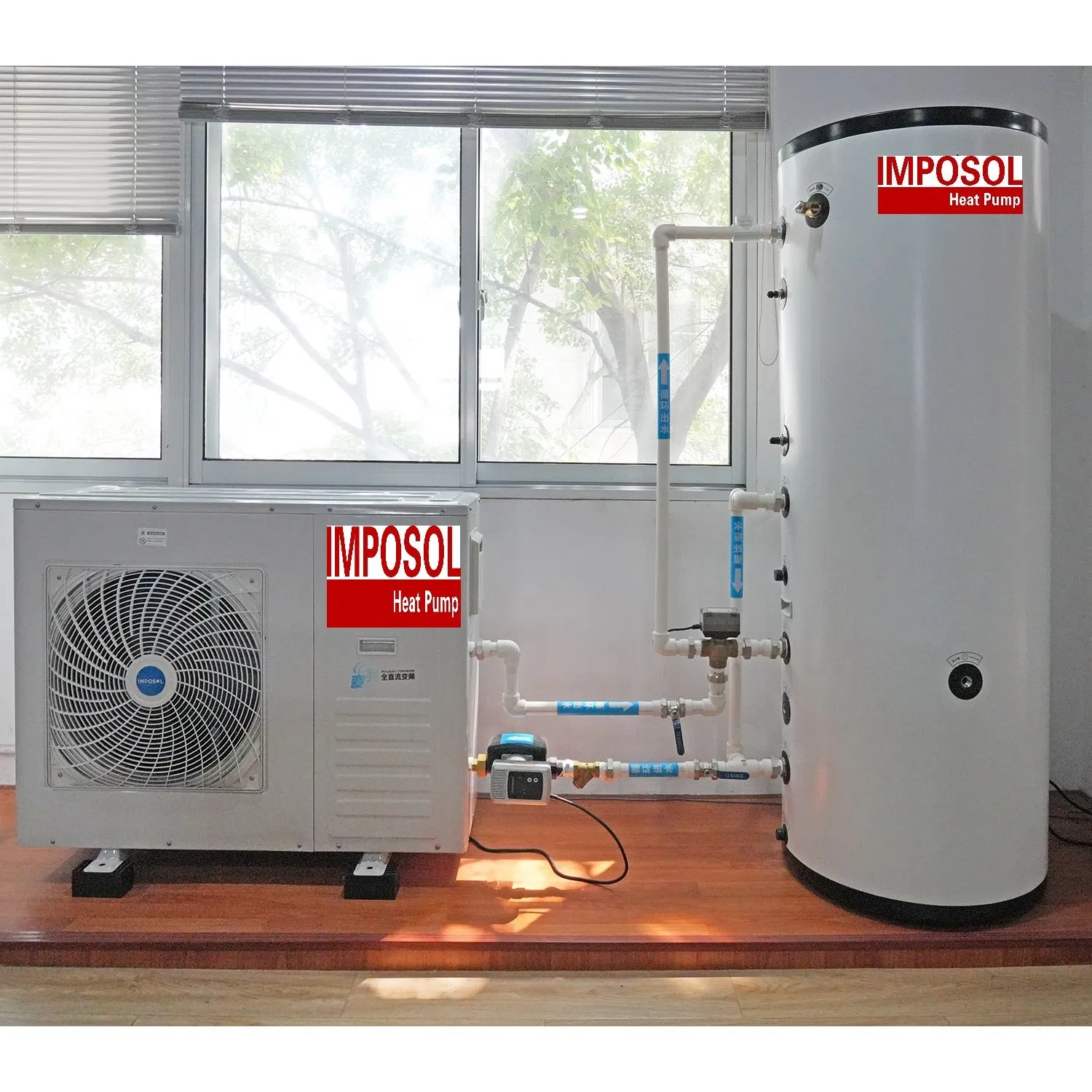 Imposol Efficent Eer a+++ 20kw Smart WiFi Controller CE RoHS R290/R32 Domestic Floor/Radiator/Fcu Heating and Cooling Hot Water Heat Pump Water Heater