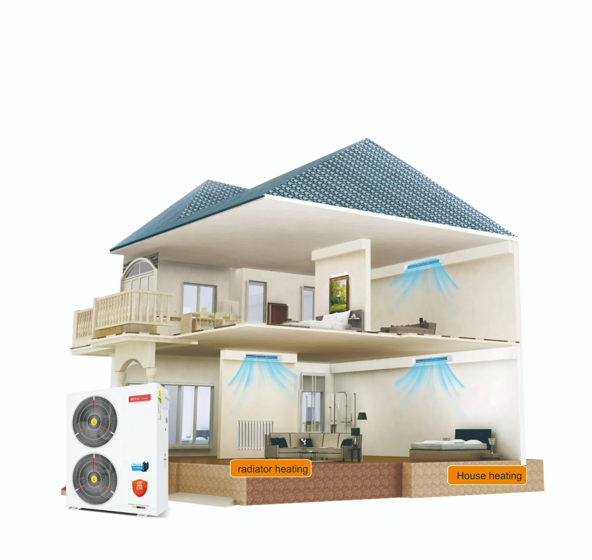 25kw R410A Residential Inverter Heat Pump Water Heataer for Central Heating and Sanitary Hot Water