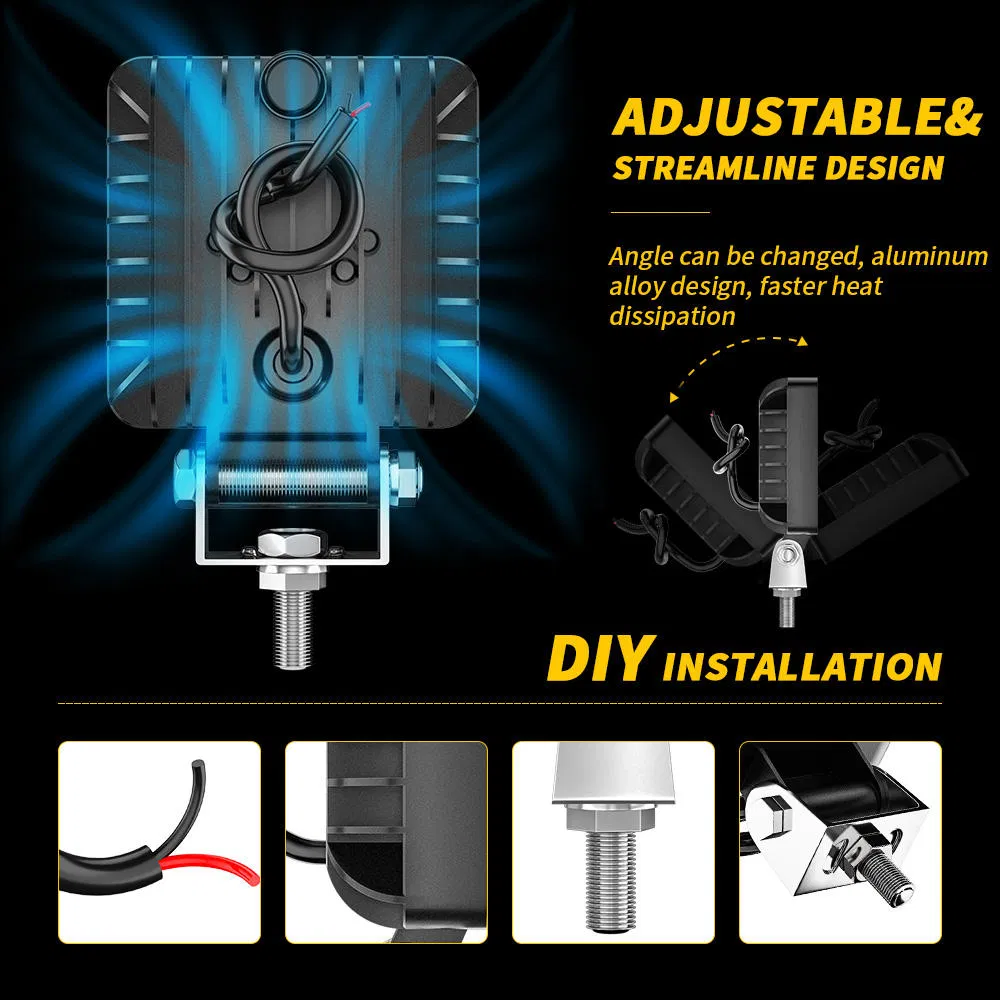 9-30V LED Work Light Pods Bar Square LED Car Light Floodlight White Driving Offroad Fog Retrofit/Upgrade for SUV/ATV/UTV/Truck Car Light