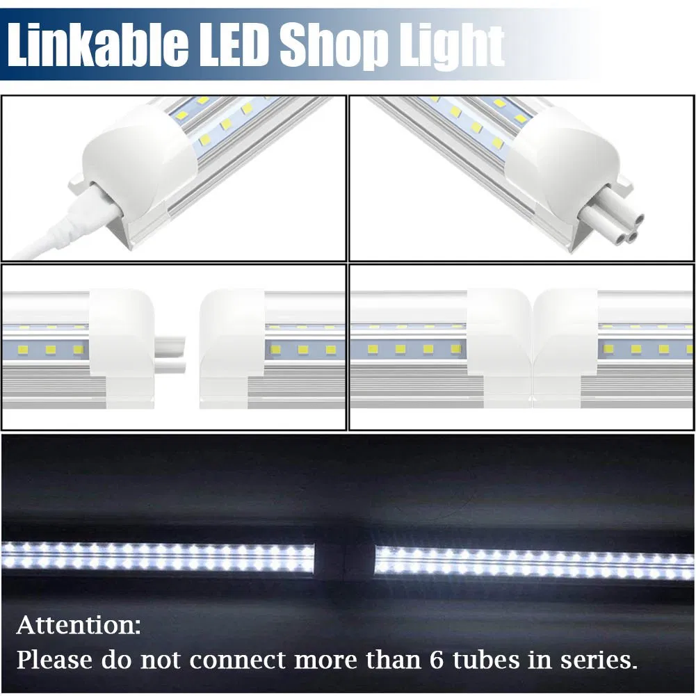 Aluminum Profile 4FT 8FT V Shape Integrated T8 LED Tube Lights All Weather Type for Workshop Garage