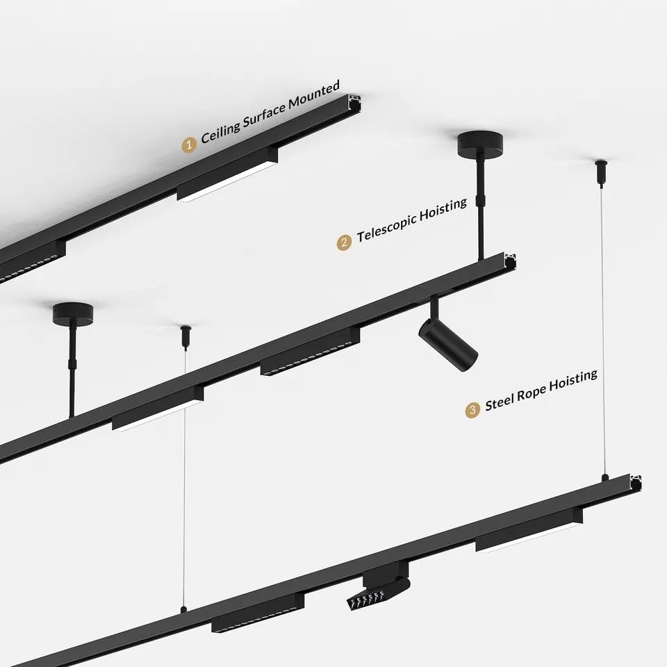 Adjustable 1/2/3m Magnetic LED Track Light - Aluminum Rail for Fabric Stretch Ceiling
