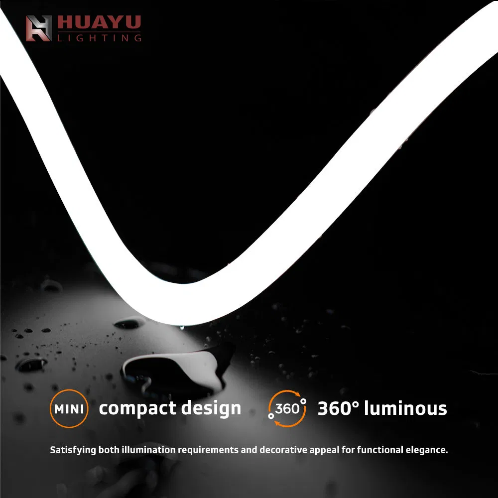 Professional Grade D13 Neon Flex Light, 360° Glow, 13mm Diameter, DC24V 6000K Cool White, High CRI 90, IP67 Waterproof LED Neon