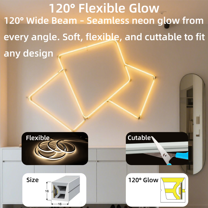 OEM &amp; ODM Silicone Led Neon Flex Strip Light 24V 1010 1212 1616mm Ip67 Waterproof Outdoor Indoor Neon Rope Light For Wall, Ceiling, Garden, Building, Landscape