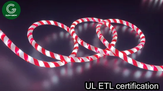 LED Classic Christmas Candy Cane Rope Light, 24V IP65 PVC for Outdoor Fence&Roof Decoration