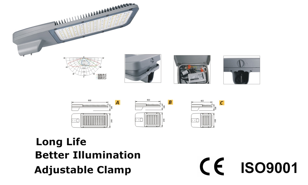Photocell Integrated Public Lighting Waterproof Wall Aluminum LED Street Light with Pole