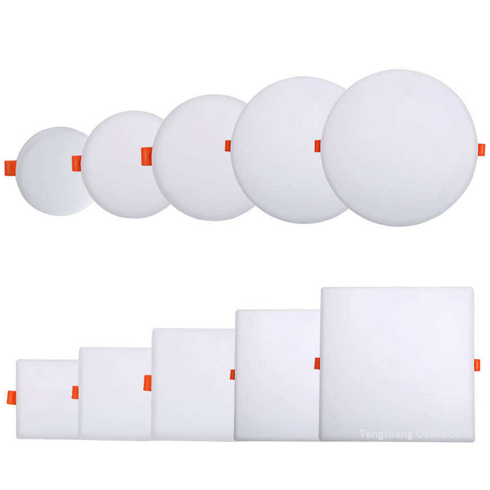 Factory Wholesale Slim 3W 6W 9W 12W 15W 18W 24W Round Square Recessed Ceiling Panel De Luz LED Panel Light