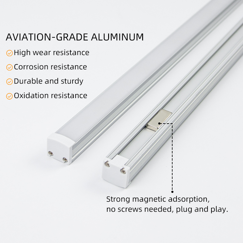 12V/24V Magnetic Rigid Light Strip Aluminum Profile Light LED Under Kitchen Closet Cabinet Shelf Light for Supermarket Shelves Display