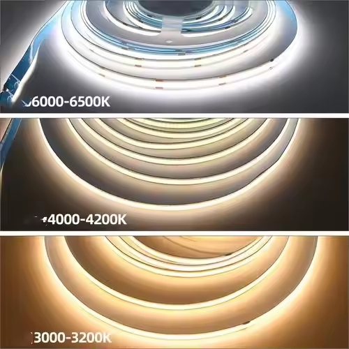 COB LED Strip Lights White 6000K DC12V 400LEDs/M Flexible LED Rope Lights for Indoor Home Cabinet Bedroom Kitchen Backlight