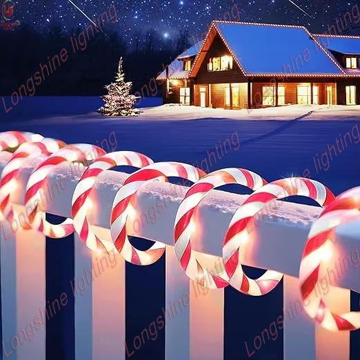 LED Classic Christmas Candy Cane Rope Light, 24V IP65 PVC for Outdoor Fence&Roof Decoration