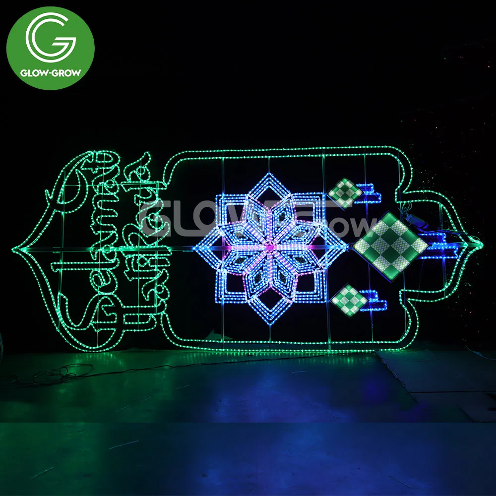 LED 2D Festival Ramadan UAE National Day Eid Lamp Pole Street Rope Motif Light