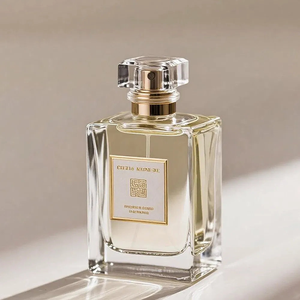 High Quality 50ml Perfume Bottle Empty Refillable Luxury Glass Bottle for Essential Oils with Sprayer Cap and Gold Lid Custom Logo Printing Service