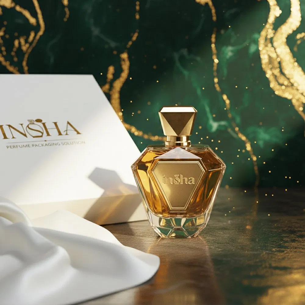 Wholesale High End Custom Logo Zamac Cap Designer Vintage Style Handmade Glass Empty Crystal Perfume Bottles with Spray Pump and Box Packaging