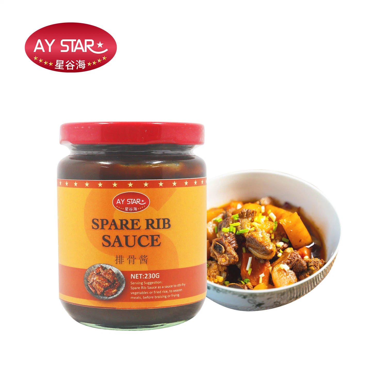 230g Asian Easy Cooking Sauce Glass Jar Chopped Garlic Spare Rib Chili Sauces
