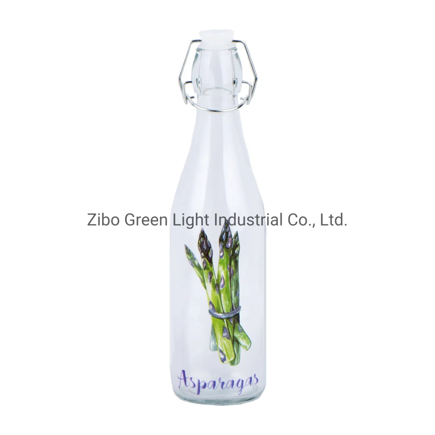 500ml Glass Water Bottle for Milk Juice with Decal and Clip Lid