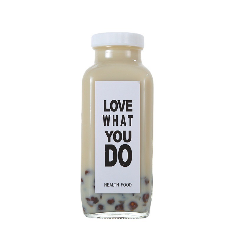 Cheap Square Glass Bottle 12oz 250ml 350ml 500ml for Milk Juice Coffee