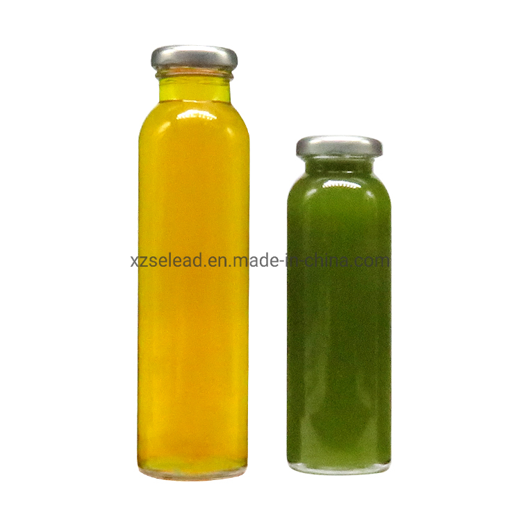 Wholesale Round Clear Cold Brew Tea Juice Coffee Glass Bottle for Liquor Beverage with Tin Cover