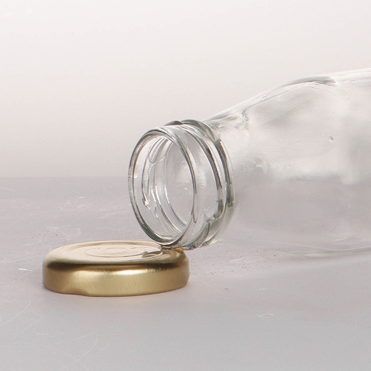 in Stock 8oz 12oz 14oz 32oz Clear Transparent Milk Packaging Glass Milk Bottle for Drinking with Metal Lid