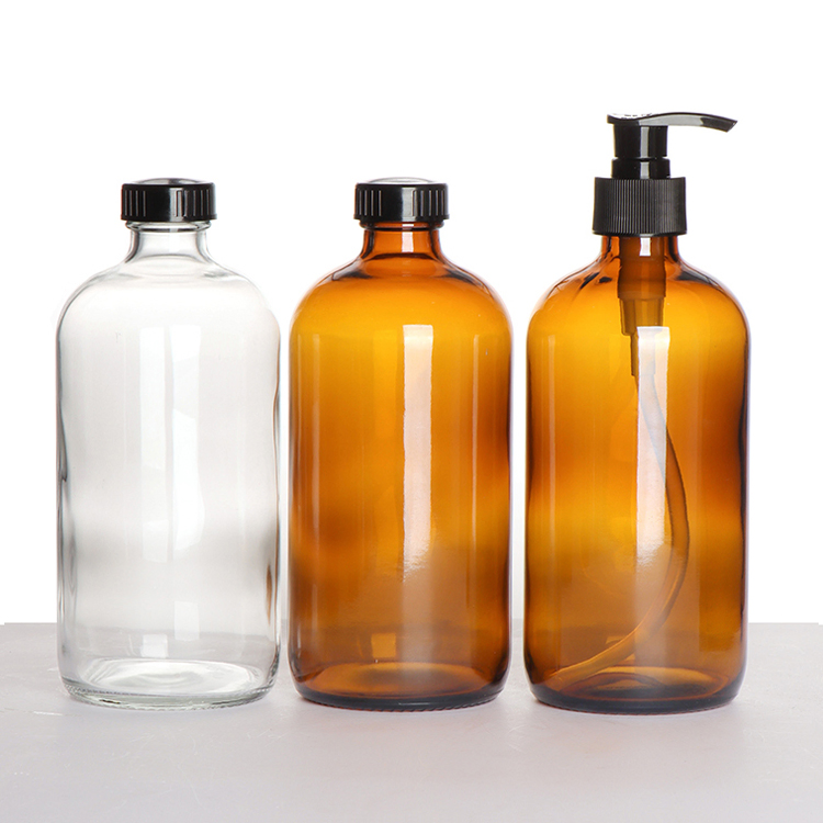 Fashion Brown Boston Lotion Botella De Vidrio Glass Boston Bottle