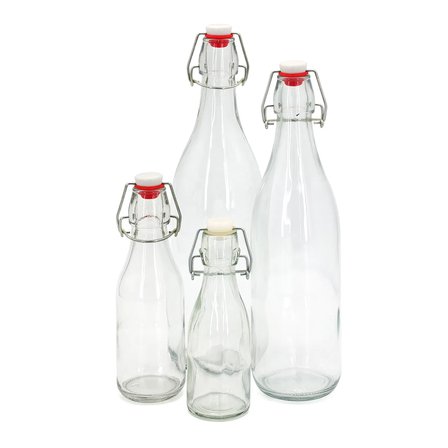 60ml 125ml 250ml 350ml 500ml 750ml 1L 1000ml Clear Flint Empty Swing Top Round Drink Beverage Container Sealing Buckle Glass Bottle for Kombucha Fruit Juice