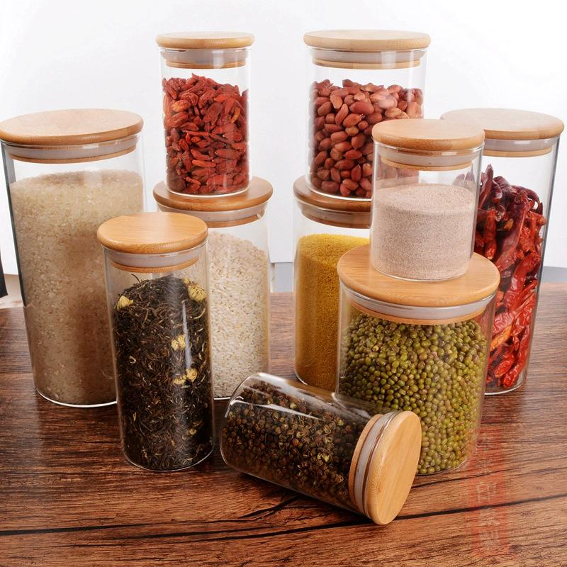 Hand Blown Airtight Glass Tea Coffee Storage Jars Food Bottles