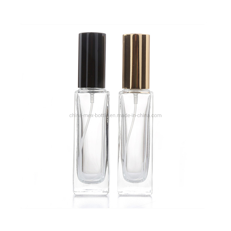 10ml-50ml Empty Square Glass Spray Bottle Perfume Bottle with Black Gold Cap
