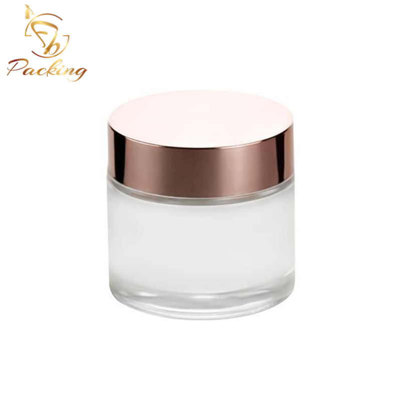 OEM Colored Black White Glass Jar 60g with Silver Rose Gold Lid for Face Cream
