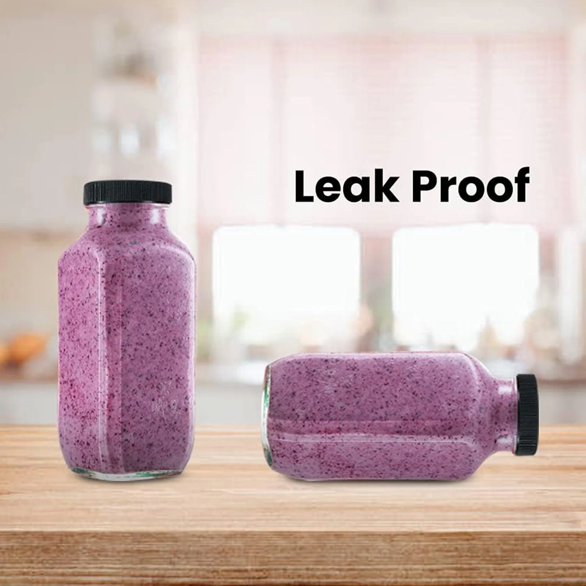 Empty Reusable Juice Beverage Containers with Tamper Evident Lids Pet Clear Juice Bottles with Cap Juicing Bottles Reusable Glass Containers