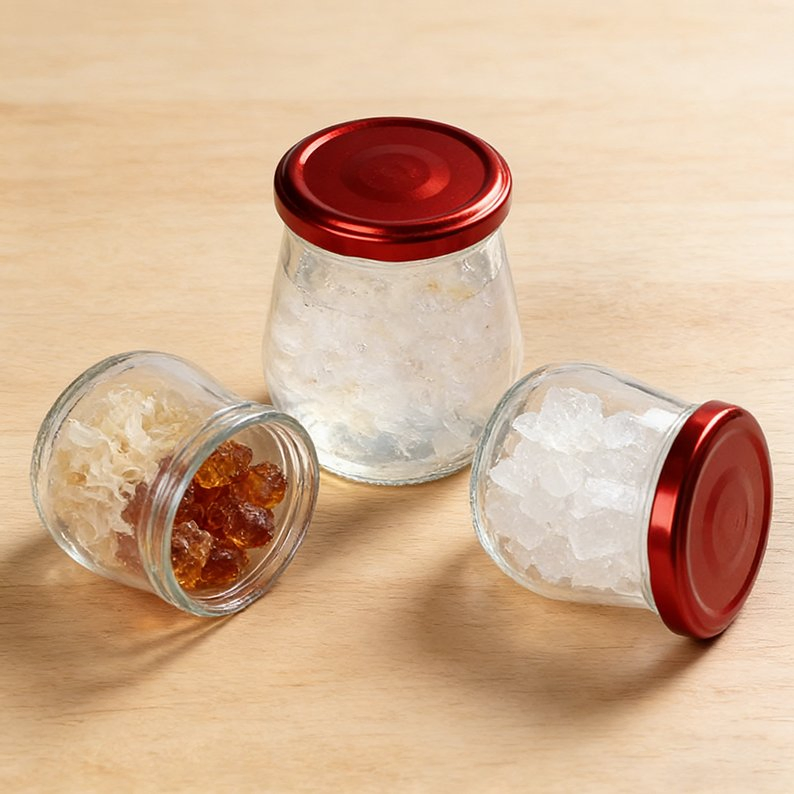 Round Honey Jar Food Storage Glass Jar Jelly Honey with Metal Lid