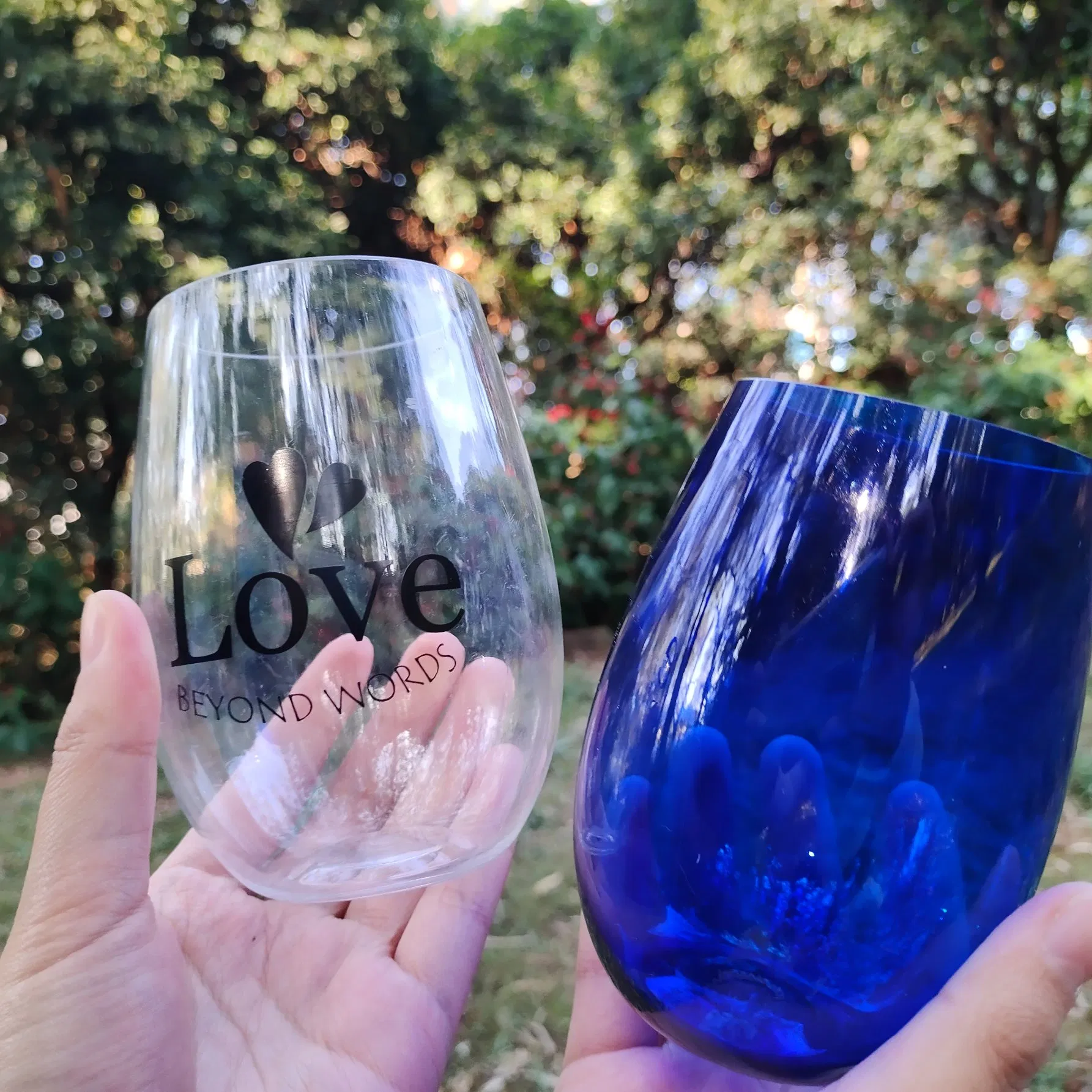 Unbreakable Plastic Polycarbonate Stemless Wine Cup Tumbler Glass