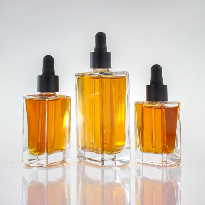 Essential Oil Rectangle Glass Dropper Bottle