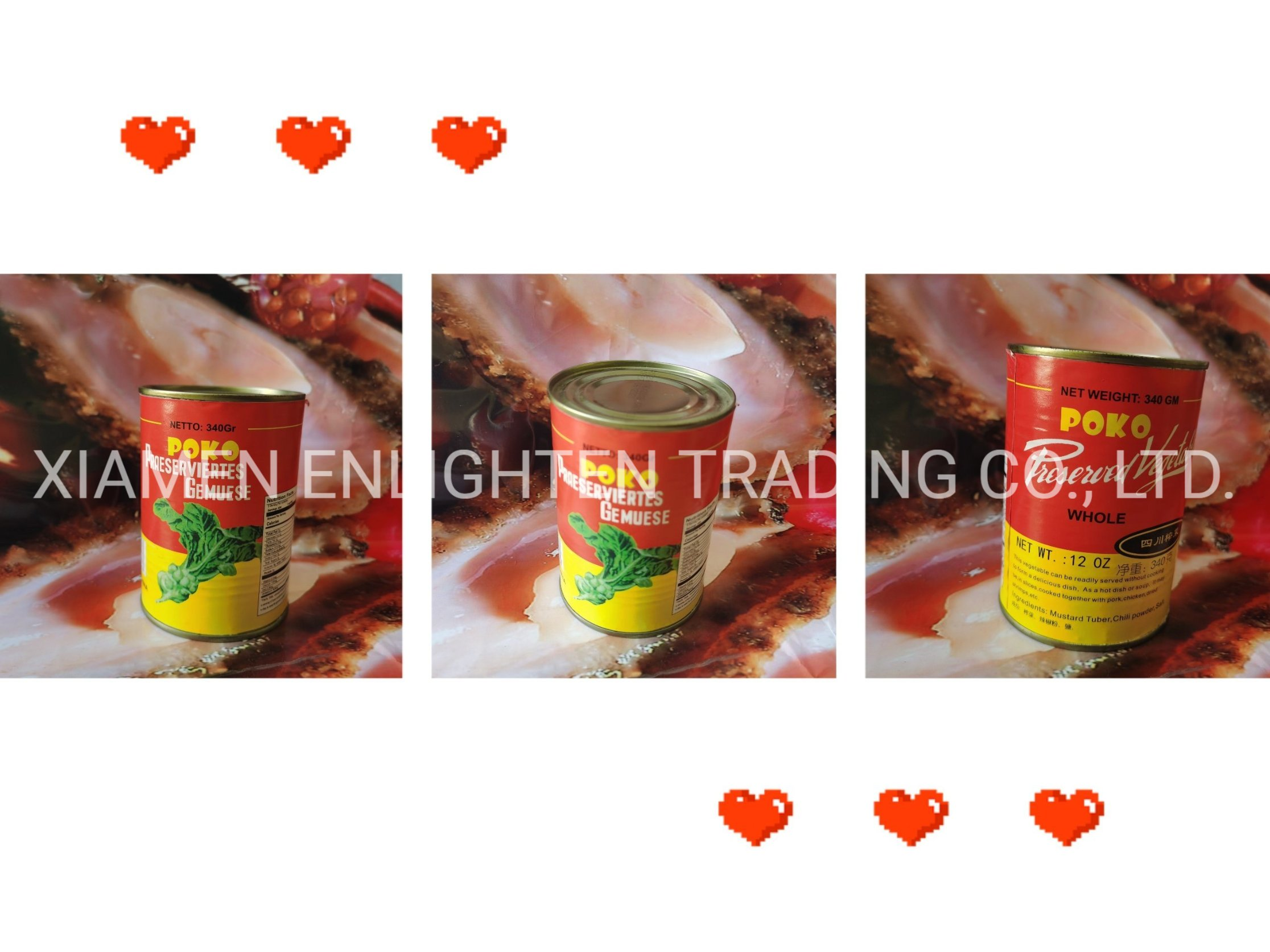 Canned Food High Quality Low Calorie Pickle, Appetizing Healthy Chinese Preserved Vegetable with ISO Certification