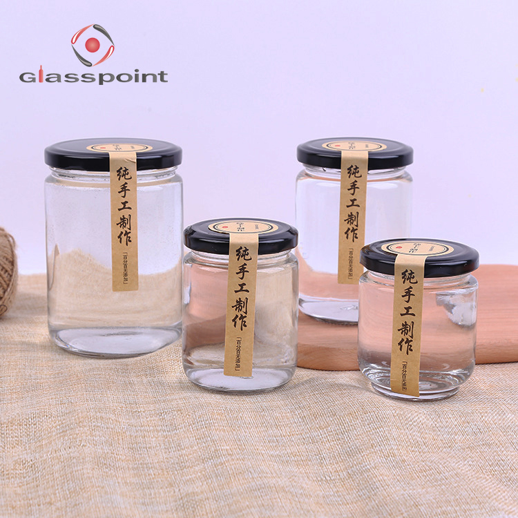 150ml Empty Round Clear Food Storage Sauce Glass Bottle Honey Glass Jar