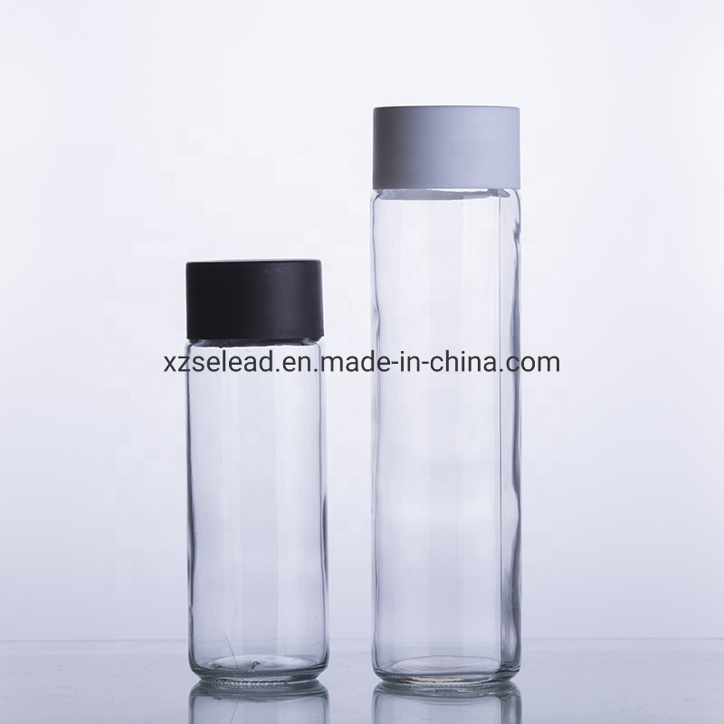 Clear 500 Ml Voss Glass Bottle for Water Voss Style Glass Beverage Bottle with Plastic Cap