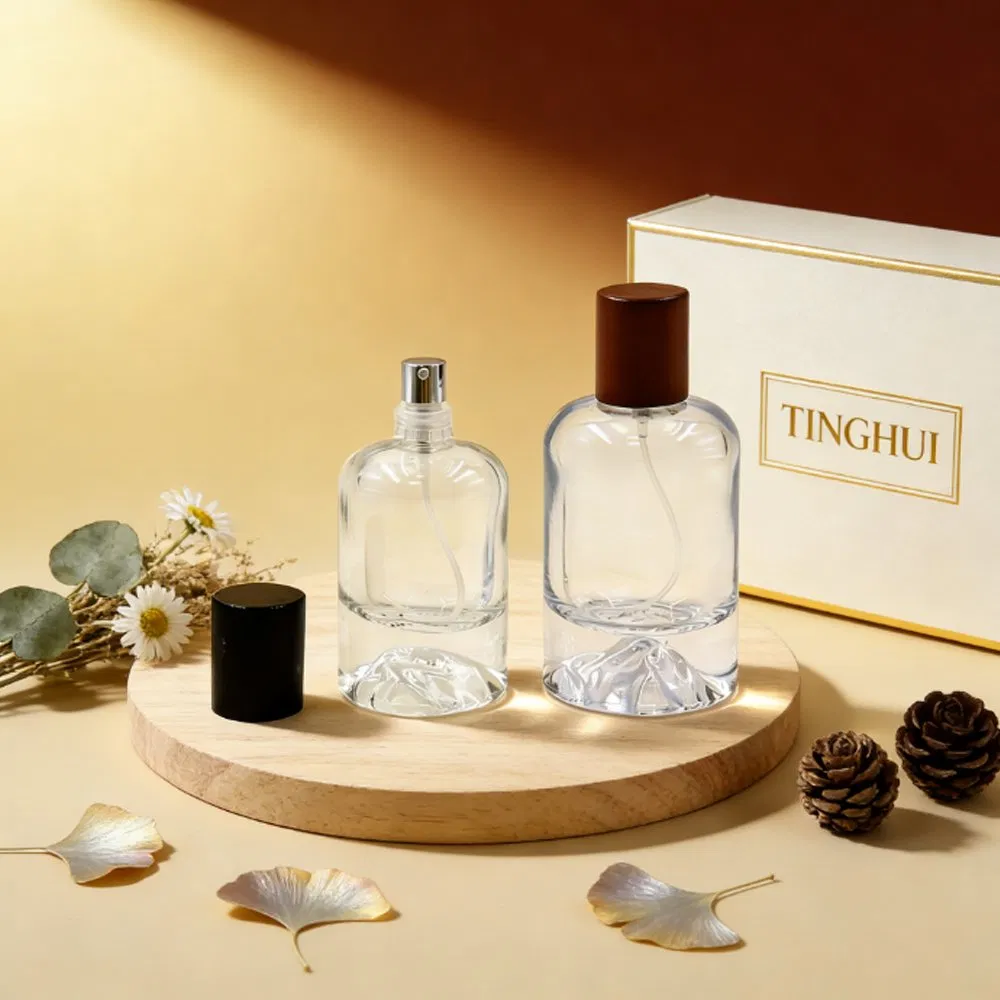 Eco Friendly Custom Logo 30 Ml 50ml 100ml Volcano Empty Thick Bottom Square Empty Spray Glass Perfume Bottle with Cap