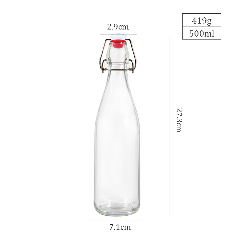 500ml 1L Transparent Glass Swing Top Glass Beverage Juice Brewing Bottle for Wholesale