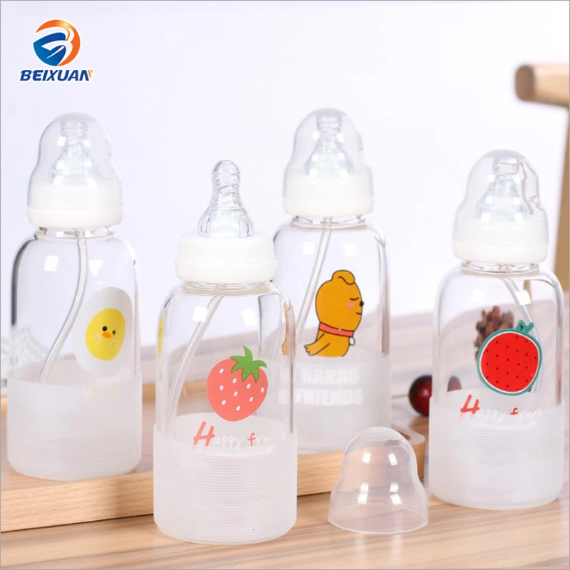 300ml New Cute Fruit Pacifier Borosilicate Clear Glass Cup Water Milk Tumbler with Outer Silicone Sleeve