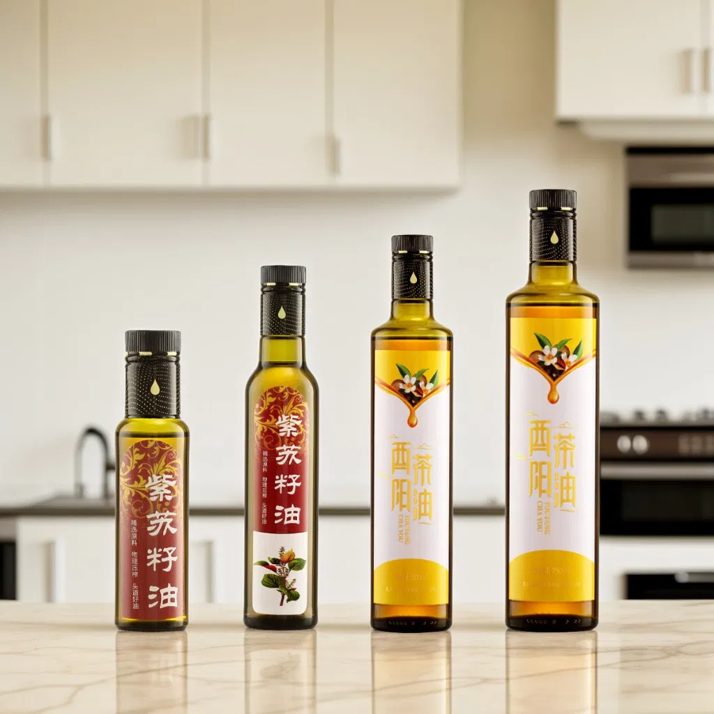 Amber Color Goods in Stock Cooking Oil Bottle 100ml 250ml 500ml 750ml Food-Grade Wholesale Glass Olive Oil Bottle