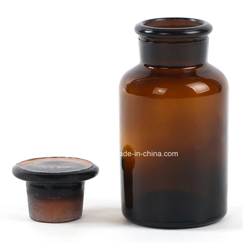 30ml 60ml 125ml 250ml 500ml 1000ml Wide Mouth Amber Reagent Glass Bottle