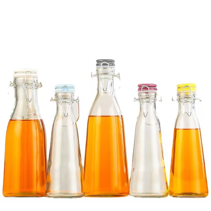 Wholesale Big Size Transparent 500ml 1000ml Juice Drinking Glass Bottle Milk Bottle with Swing Top Ceramic Clasp