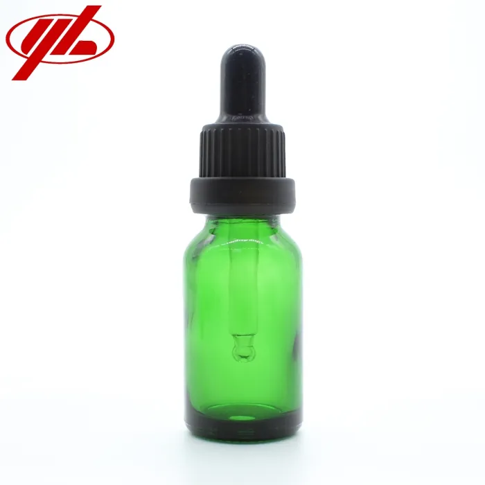 15ml Green Color Cosmetic Essential Oil Soda Lime Glass Bottle Packaging