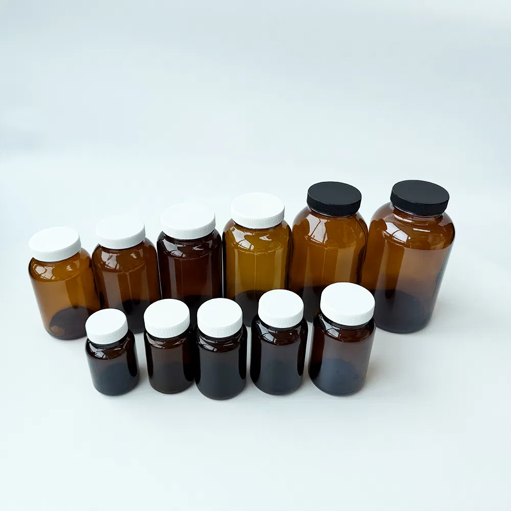 Amber Packer Glass Bottle View 2