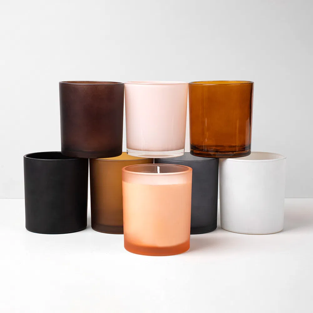 Factory Direct Cheap Glass Candle Container Empty 10oz Cylinder Candle Jar with Lids for Candle Making