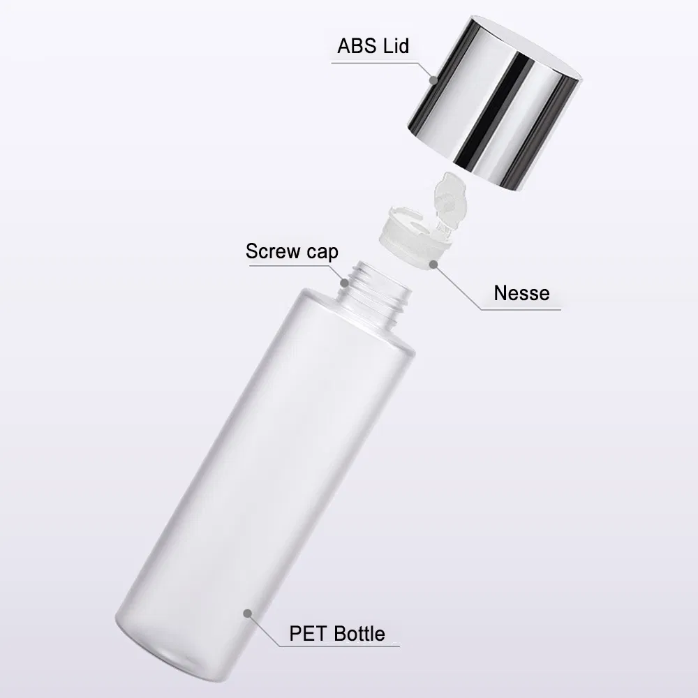 Cosmetic Packaging Screw Cap Frosted Color Glass 100 Ml Lotion Toner Bottle with Silver Cap