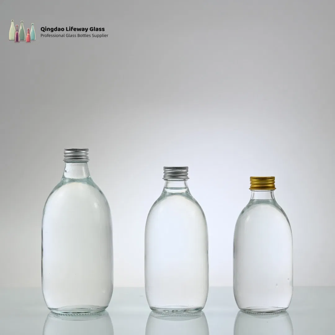 500ml Clear Beverage Class Bottle Round Fruit Wine Juice Bottles Kitchen Sealed Glass Flip Top Bottle with Swing Top